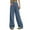 Blue, variant on Women's Linen Wide Leg Culottes - Loose, Semi - Elastic High Waisted, Thin, with Pockets, Ideal for Work and Errands