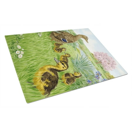 

Caroline s Treasures Female Mallard Duck & Ducklings Glass Cutting Board Large
