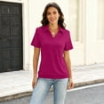 thumbnail image 4 of CIENVNSTG Women's Polo Shirts Spring Summer Business Casual Lightweight Short Sleeve V Neck Sweater Trendy 2026 Dark Purple XL, 4 of 4