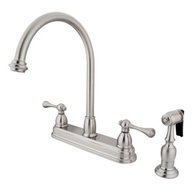 Kingston Brass KB3758BLBS Two Handle 8 in. Kitchen Faucet with Brass Sprayer