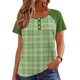 thumbnail image 1 of Tops de Manga Corta para las Mujeres Suelto Ajuste a Damas Rayas Impreso Botón Cuello Redondo Top Moda Casual, 1 of 9
