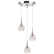 Woodbridge Lighting Elise 3-Light Mercury Crystal Ball Glass Pendant in Nickel