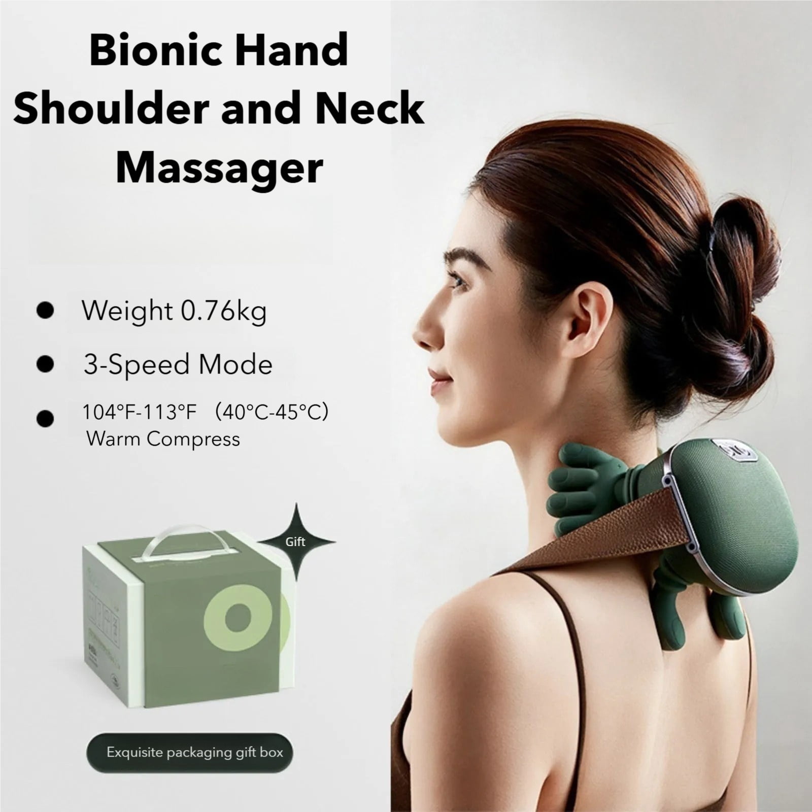 Deepease Massager, Neck and Back with Heat, Cordless Deep Tissue Shiatsu Shoulder Massager, Hands-Free Ergonomic Design, 3 Speeds, Portable Rechargeable for Home, Office & Travel