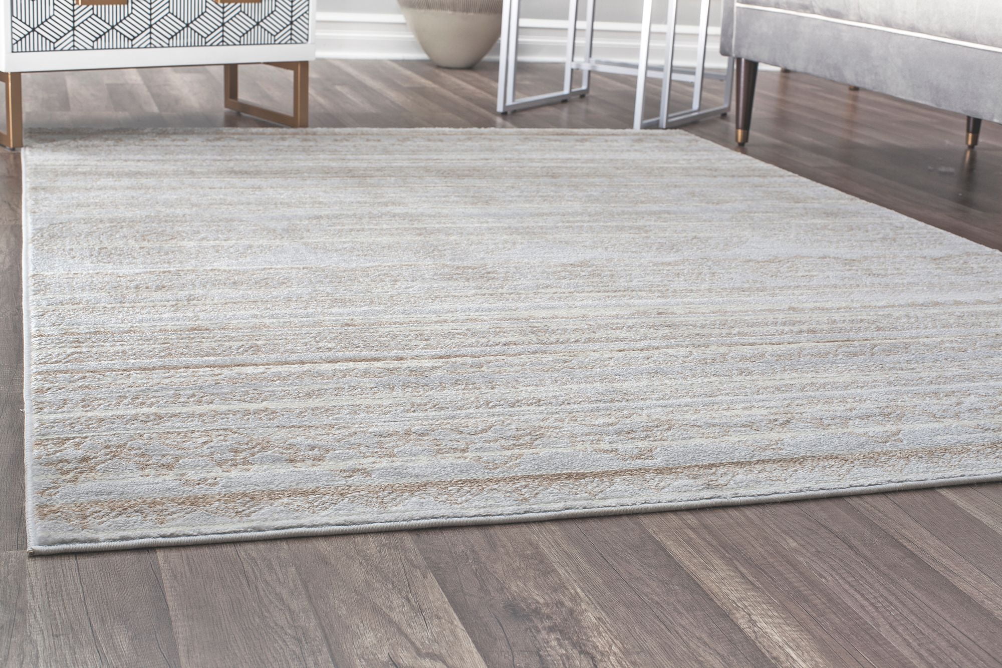 Rugs America Lennox LX10A Misty Blue Oriental Transitional Cream Area Rug, 2'x8'