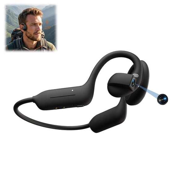 Open Ear Headphones with Camera AI Translator Bluetooth Voice Recording Running