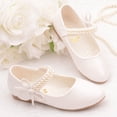 thumbnail image 4 of Zapatos de cuero blancos para niñas de primavera y otoño, zapatos planos blancos para niñas, uniforme escolar para niñas, zapatos de vestir para fotografía, perla, 4 of 6