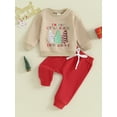 thumbnail image 3 of Autumn Baby Boys Christmas Clothes Sets 3M 6M 12M 18M 24M 3Y Xmas Tree Letter Print Sweatshirt and Pants Set, 3 of 10