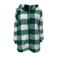 thumbnail image 4 of HANXIULIN Women's Plus Size Plaid Lined Hooded Jacket Button Up Oversized Fuzzy Coat Checkered Flannel Hoodie Jacket Green 4XL, 4 of 4