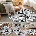 thumbnail image 5 of Round Area Rug 8 Ft, Paris Tower Washable Non-Slip Circle Carpet for Living Room/Bedroom, Vintage Architectural Hand-Painted Aesthetic Collection Low-Profile Large Area Rugs for Indoor, 5 of 8