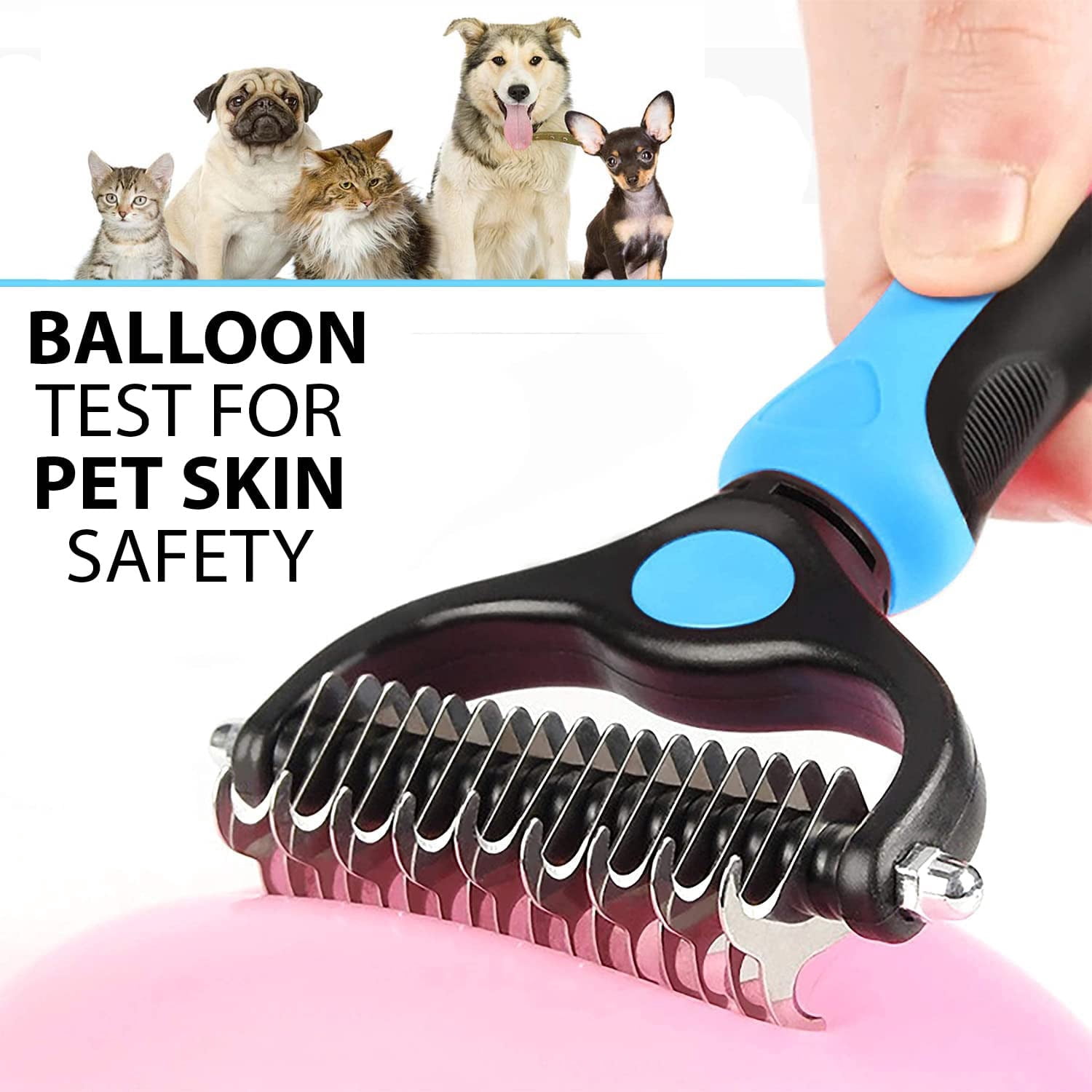 Pet Grooming Brush,Undercoat Rake for Dogs & Cats,Double-Sided Dog Deshedding Tool Removes Knot,Tangled Hair Dematting Comb for Dogs,with Pet Steel Comb