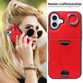 thumbnail image 6 of Classic Wallet Case Compatible with iPhone 16 Plus for Men Women, with 360° Rotation Finger Ring Kickstand PU Leather Shockproof Phone Cover with Card Slot for iPhone 16 Plus, Red, 6 of 10