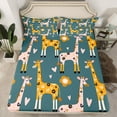 thumbnail image 2 of jejeloiu Cute Cartoon Giraffe Twin Sheet Sets,Cute Flowers Print Twin Fitted Sheet,Pink Loves Heart Flat Sheet For Teens,Luxury Bedroom Decor,3 Pieces, 2 of 7