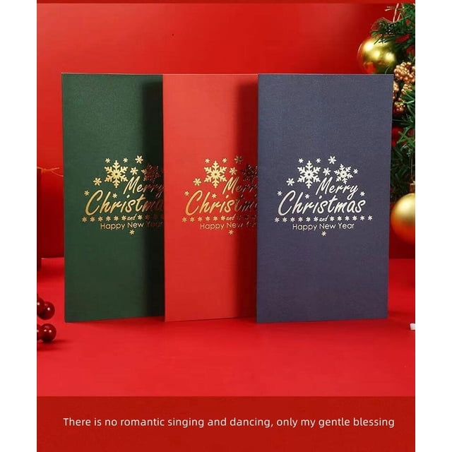 Tarjetas de Navidad Combinación de tarjetas de Navidad 3D, tarjeta de árbol de Navidad brillante estéreo, con sobres, tarjeta de Año Nuevo 2023, puede escribir mensajes, 3 tarjetas de árbol de Navida