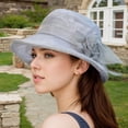 thumbnail image 2 of HJYCHN Elegant Women's Summer Beret Sun Hat for Outdoor Wedding Tea Party Events Lightweight Fabric Wide Brim Grey M, 2 of 4