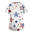 thumbnail image 4 of Usa 250th Anniversary Scrub Shirt Women Usa Flag Print 1776-2026 Patriotic Star V Neck Tshirt Short Sleeve Classic Fit Daily Wear Nursing Uniforms with Pockets, #01 Beige, 4XL, 4 of 4