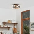 thumbnail image 2 of Shilah 2-Light Flush Mount Ceiling Light, Matte Black, Faux Wood Accents, 2 of 9
