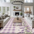 thumbnail image 3 of Non-Slip Rug Pad Rugs Farmhouse Lavender Butterfly Rectangle Area Rugs 5x7Ft Soft Carpet Pads for Living Room Kids Room, Vintage Purple Linen Buffalo Plaid, 3 of 9