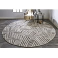 thumbnail image 2 of Palatez Diamond Medallion Wool Rug, Warm Gray/Ivory Cream, 10ft x 10ft Round, 2 of 7