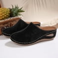 thumbnail image 6 of Pandaie Clogs for Women Comfortable Closed Toe Slip on Mules Suede Summer Wedge Slide Sandals Ladies Casual Walking Shoes Black Size 6.5, 6 of 8