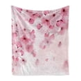 thumbnail image 1 of Floral Soft Flannel Fleece Blanket, Japanese Sakura Flowers Blossoms Eastern Spring Nature Theme Illustration, Cozy Plush for Indoor and Outdoor Use, 70" x 90", Pale Pink Baby Pink, by Ambesonne, 1 of 6