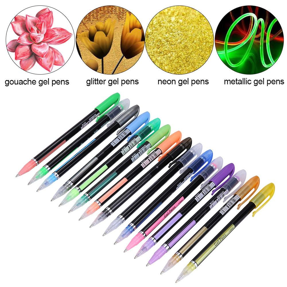 Greensen Gel Pen Set,48pcs Gel Pens Colorful Glitter Neon Gouache Metallic  Drawing Sketch Pen School Stationery, Sketch Gel Pen 