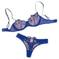 thumbnail image 2 of uublik Womens Lingerie Sets Valentine's Day Spaghetti Strap 2 Piece Goth Wireless Bras and Panties Set Blue L, 2 of 3