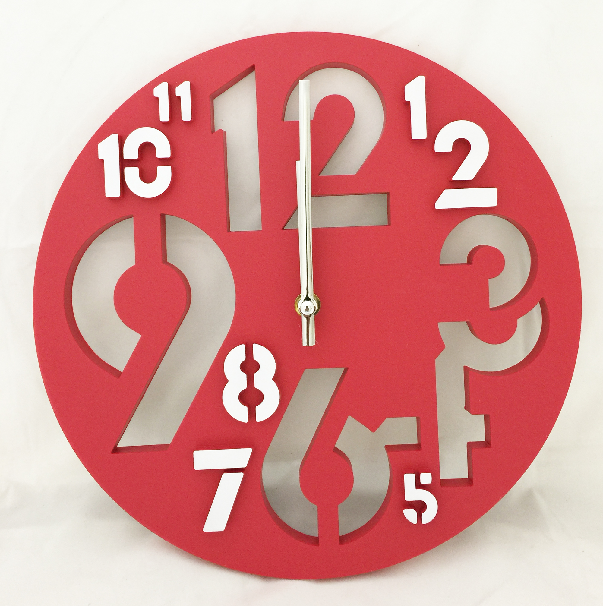 Designer Clock with Number Cut Out to show 12, 3, 6 and 9. See through