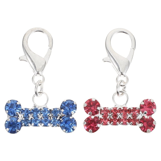 Miangastore 2Pcs Pet Collar Pendants Decorative Rhinestone Pendants Lovely Hanging Pendants
