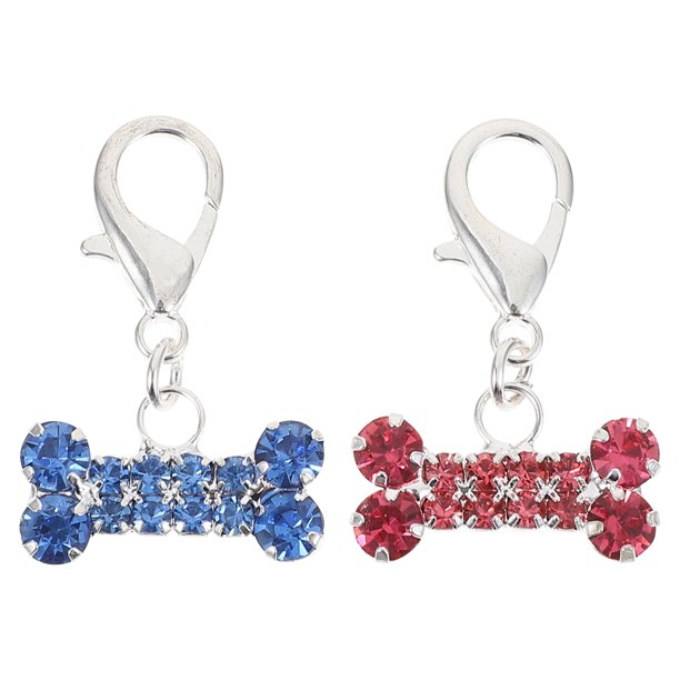 GOOHOCHY 2pcs PET COLLAR colgantes decorativos Rhinestone colgantes encantadores colgantes colgantes