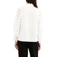 thumbnail image 3 of INSPIRE CHIC Lace Trim Top for Women's Elegant Stand Collar Victorian Long Sleeve Button Down Blouse S White, 3 of 6