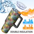 thumbnail image 5 of 40oz Pioneer Flower Floral Print Pattern Insulated Tumbler with Handle, BPA-Free Leak Proof Lid and Straws, Double Wall Vacuum, Hot 12h/Cold 34h, 5 of 6