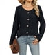 thumbnail image 2 of Suéteres Ligeros para Mujer 2025, Camiseta Henley de Larga, Blusa Informal de Cuello Redondo para Otoño. Negro XL, 2 of 10