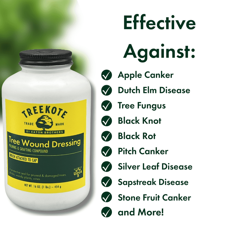 Treekote Tree Wound Dressing 16oz Brush-Top  Tree Pruning Sealer and  Grafting Compound for Bark Repair and Wound Protection - Walmart.com