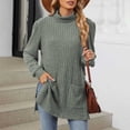 thumbnail image 2 of UJNDER Women's Half Turtleneck Long Sleeved Loose Split Pocket Sweater Top Women's Sweaters Army Green XXL, 2 of 6