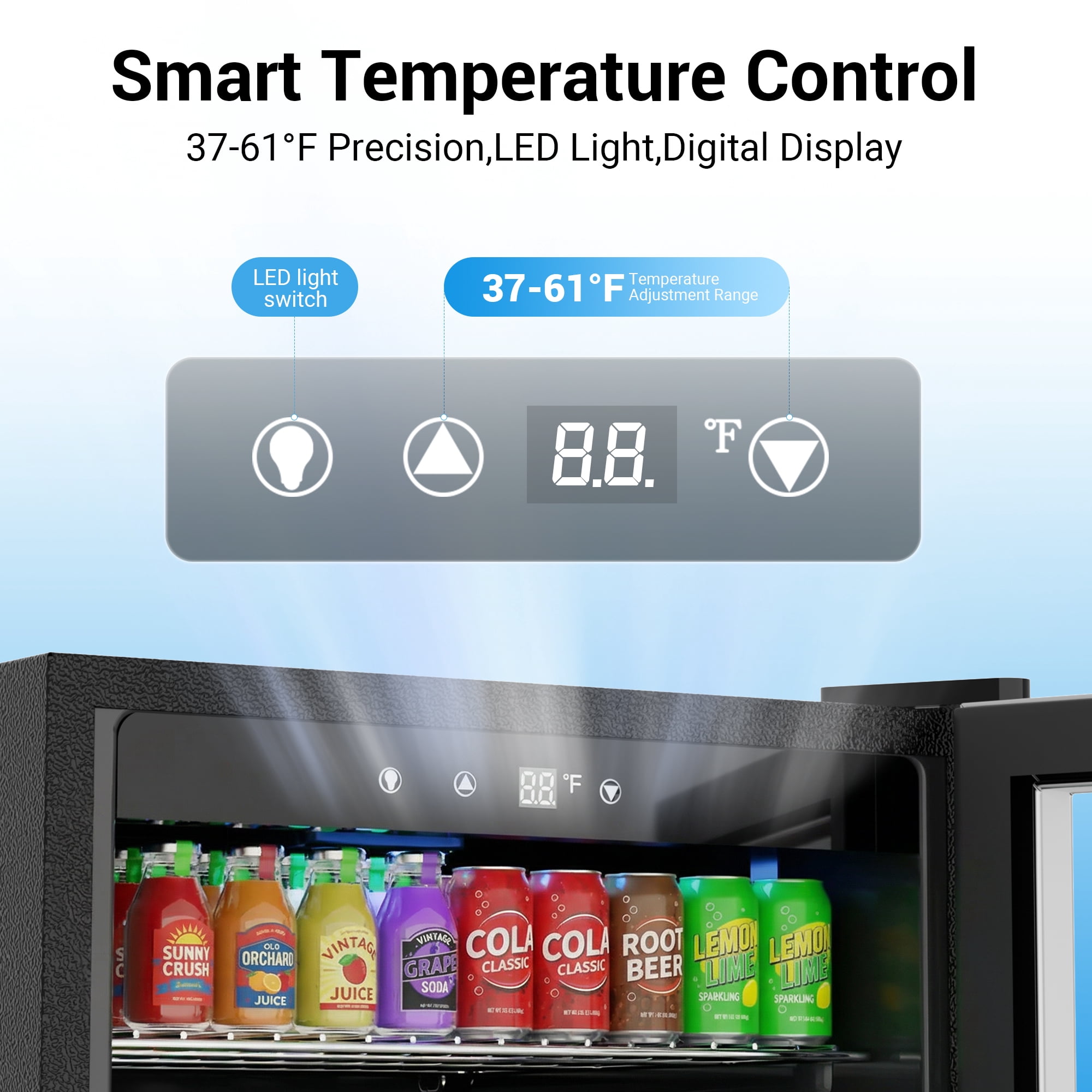Snowyermine 150 Can Beverage Refrigerator and Cooler with Glass Door for Home, 20.67 in W, 31.4 in H, Silver