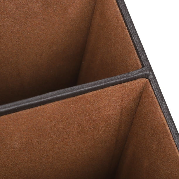 Caja De Almacenamiento De Cuero Sintético Para Escritorio, Organizador De Papelería, Suministros Multifunción, Color Café, 3 Rejillas