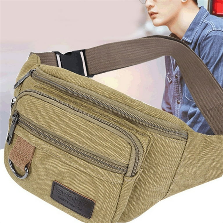 Men Waist Bag Fashion Canvas Fanny Pack Belt Bag Bum Bag for Running Outdoor
