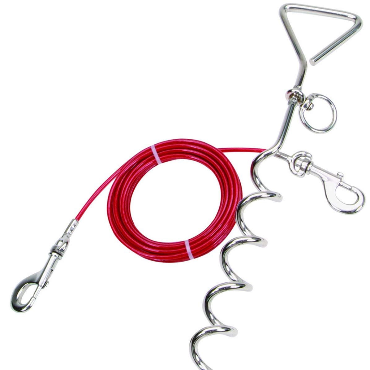 Katzco Spiral 18 Inch Dog Tie Out Stake with 25 Foot Dog Leash Combo Heavy Duty Premium Steel