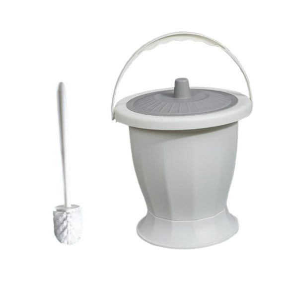 Bothyi Chamber Pot and Toilet Brush Urinal Night Urine Jug for Elderly Bedroom White
