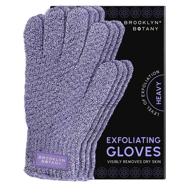 Brooklyn Botany Guantes exfoliantes para baño y ducha – Exfoliante corporal resistente para masaje y removedor de piel muerta para el cuerpo – 2 pares