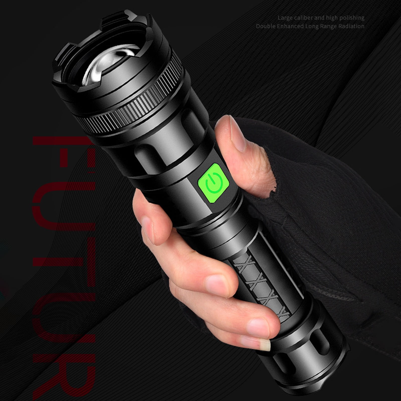 LED Flashlight Rechargeable 100,000 Lumens | M77 Telescopic Super Bright Emergency Torch | 4 Modes Zoomable Waterproof IPX45 Aluminum Alloy | USB Charging | Outdoor Home Use | 1 Pack | Black