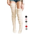 thumbnail image 2 of Spencer Womens Over the Knee High Socks Extra Long Thigh High Socks Warm Stocking Lady Boot Socks Leg Warmers "Beige", 2 of 6