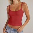 thumbnail image 2 of Voska Women's Basic Double Lined Scoop Neck Tank Tops Summer Cami Top | Adjustable Spaghetti Strap,Soft Skin Stretch,Slim Fit for Everyday Wear Red 2XL, 2 of 7