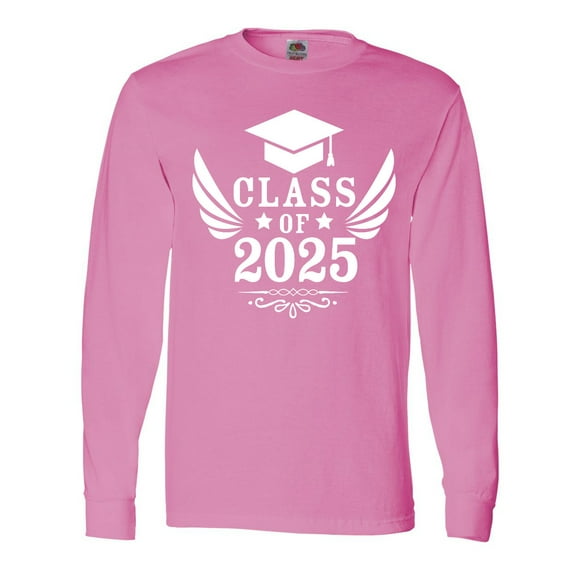 Inktastic Class of 2025 with Graduation Cap and Wings Long Sleeve T-Shirt