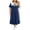 Blue, variant on Ohufall Womens Nightgowns Plus Size Lace Ruffled Hem Bow Nightdress Loose Short Sleeve Long Sleepwear
