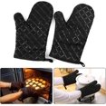 thumbnail image 4 of Mitones para horno, Guantes antideslizantes resistentes a altas temperaturas para cocinar a la parrilla, aislamiento para hornear, gruesas, guantes negros Feliz Sencillez, 4 of 5