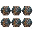 thumbnail image 2 of Honeii Coffee-Drinking Skull Print Leather Coaster Set of 6, Ideal for Safeguarding Your Furniture from Drinks Spills and Effortless Cleanup,Hexagon, 2 of 7