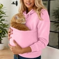 thumbnail image 2 of Women's Pullover Hoodies with Cat Pocket - Cute Jumper with Pet Bag - Long Sleeve Plus Size Cat Dog Carrier Sweater Top with Pouch for Pets, Pink, L, 2 of 9