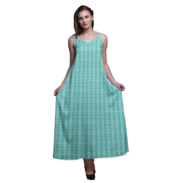 Bimba Robe Longue Décontractée en Rayonne Teinture sur Nœuds pour Femmes Bretelles Spaghetti Maxi Robe d'Été-moyenne