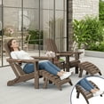 thumbnail image 6 of SERWALL 5PC Adjustable Folding Adirondack Chair and Ottoman and Double Side Table, HDPE Adirondack Chairs Set for Outdoor, Patio, Poolside, Garden, Brown, 6 of 9